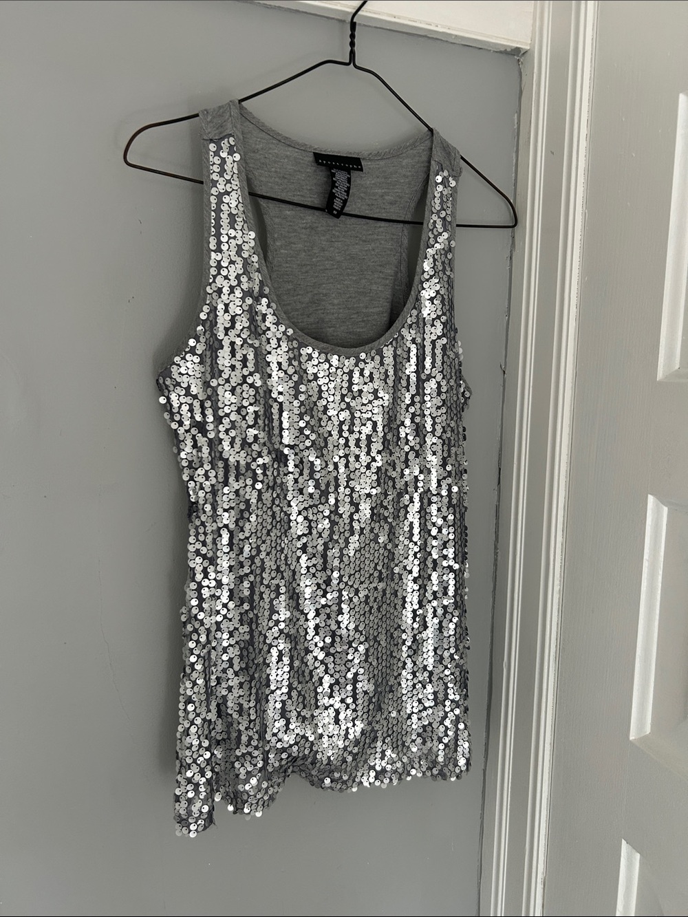 Apostrophe Silver Sequin Camisole Tank